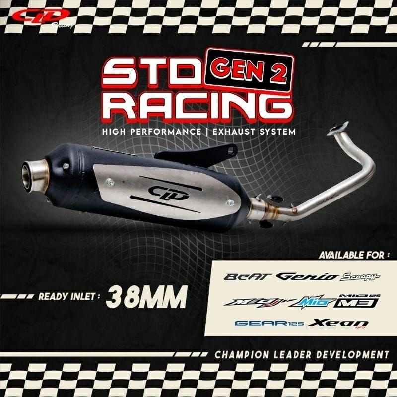knalpot CLD Standar Racing Gen 2 untuk Mio karbu,Mio j,Mio M3,Beat ,Scoopy,Genio, Beat deluxe