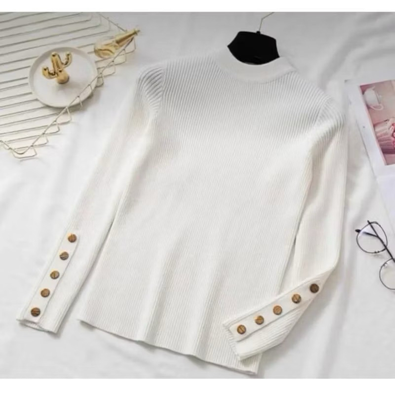 Inner Rajut Lengan Panjang Kancing Gold Korean Style Import Premium Korean Inner Lengan Panjang