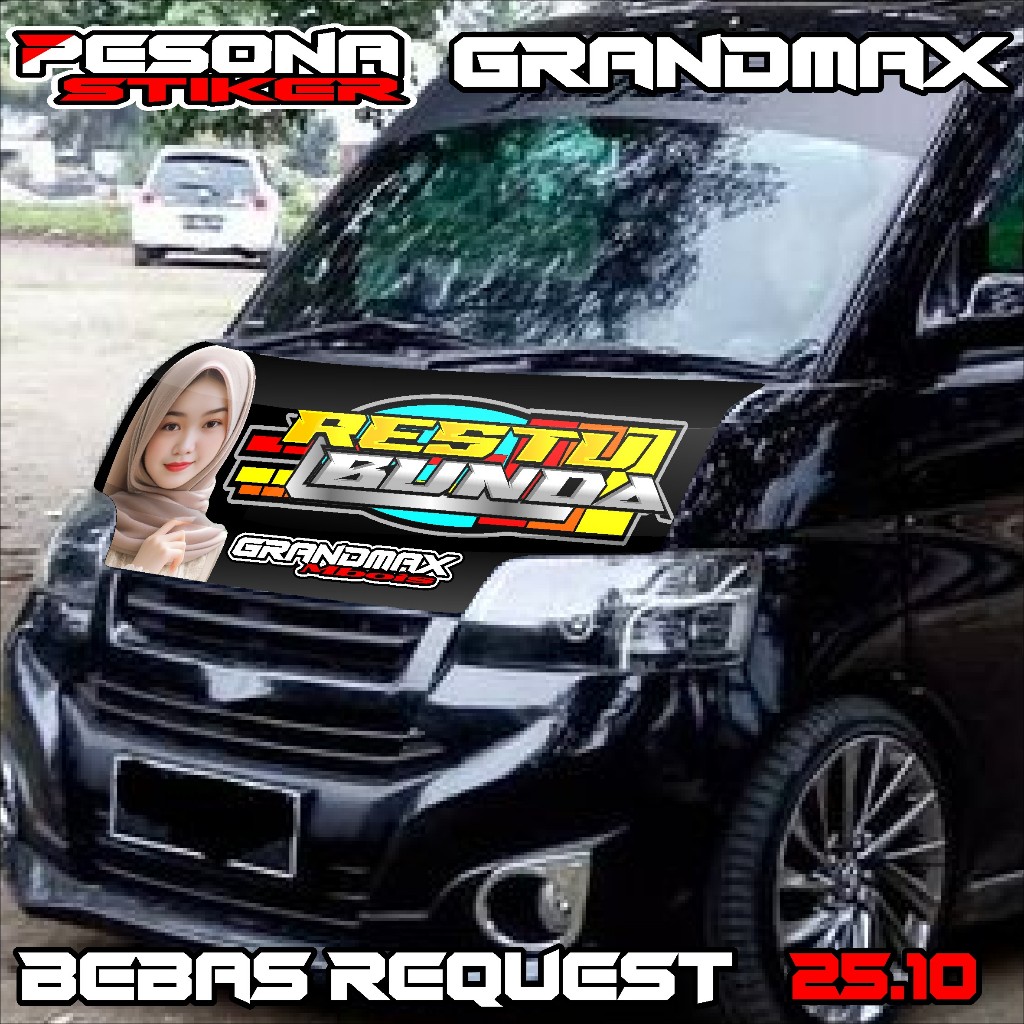 stiker decal kabin depan grandmax stiker dekal kap mesin grandmax bebas custom kd25.010