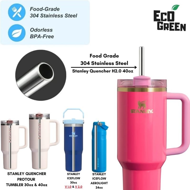 EcoGreen Sedotan Stanley Stainless Steel Stanley Quencher,Stanley Protour Tumbler & Stanley Iceflow