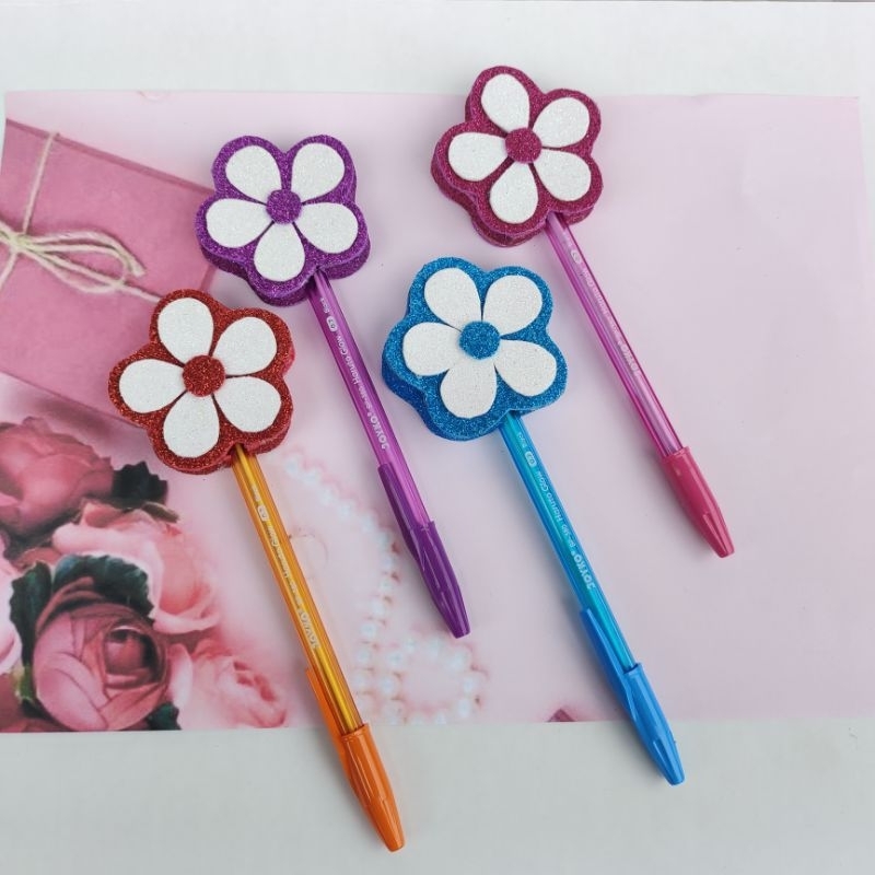 

pulpen karakter pulpen joyko pulpen lucu karakter bunga foam glitter