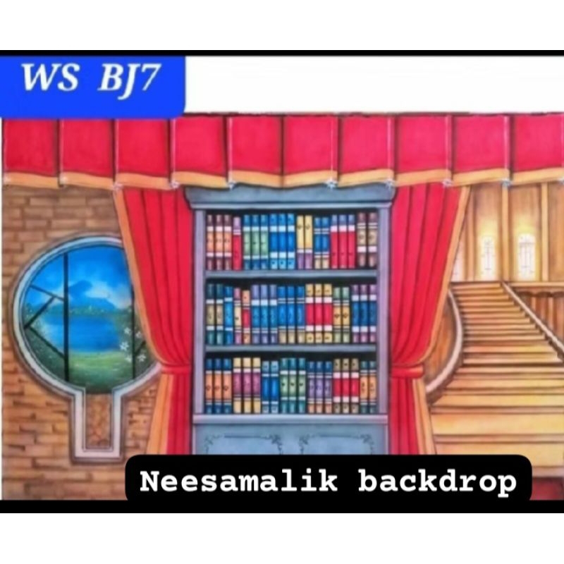 TERLARIS BACKGROUND FOTO RAK BUKU/WISUDA UKURAN 2,5X3 M