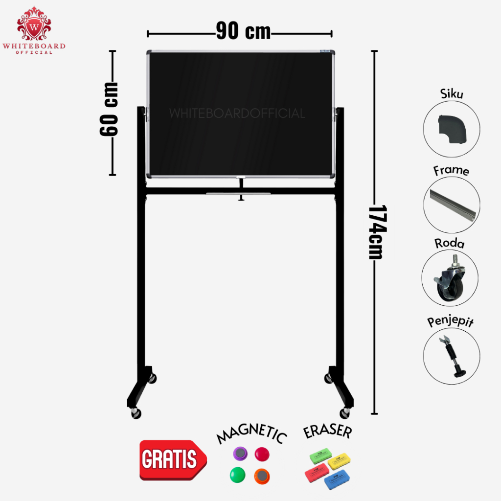 

SAKANA Papan Tulis Blackboard Magnet 60x90cm Standing / Black Board / Chalkboard / Papan Board