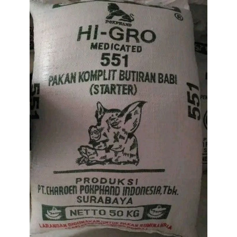 Pur pakan babi starter 551 hi gro Pur penggemuk hewan sekilo