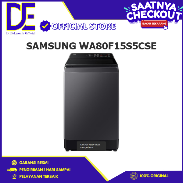 SAMSUNG WA80F15S5CSE  MESIN CUCI TOP LOADING DIGITAL INVERTER AI WASH 15 KG  ECOBUBBLE WA80F15S5CSE 