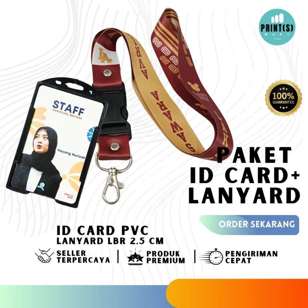 

ID Card Custom + Lanyard Lebar 2,5 cm Varian Casing Holder ID Card Paket Fullset Premium Quality