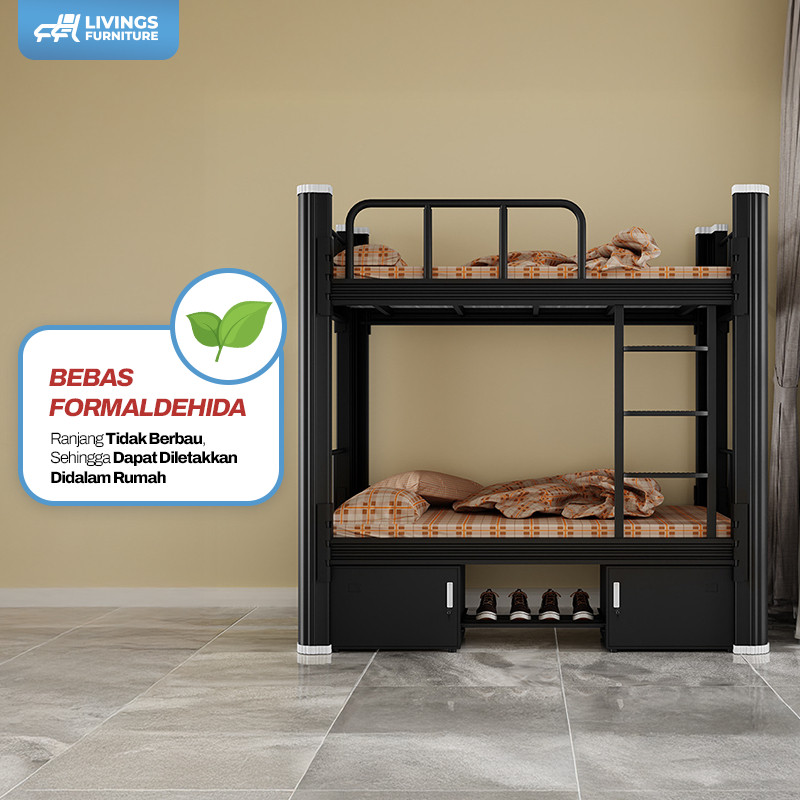 Dipan Ranjang Tingkat Susun 2 Tempat Tidur Tingkat Besi Minimalis Bed Tingkat Susun [ ]