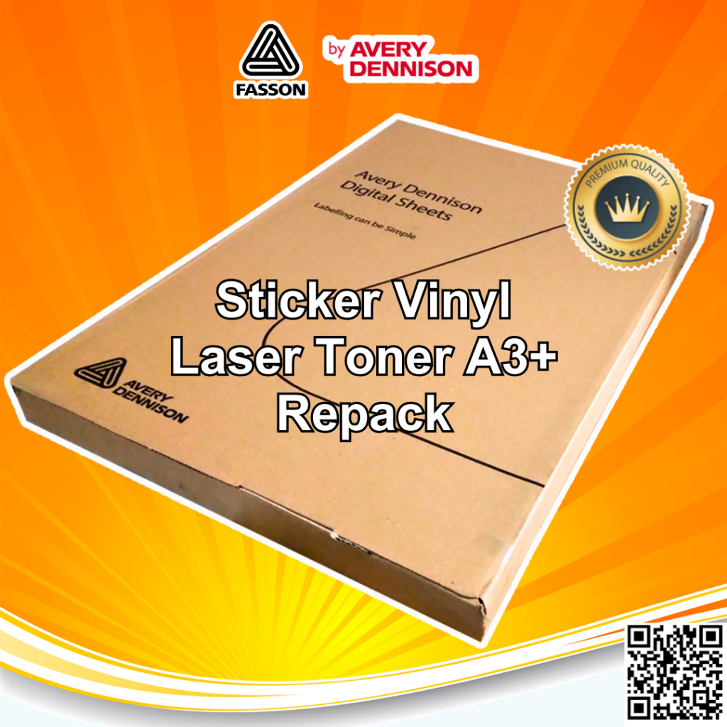 

FASSON Avery USA - Sticker Vinyl Laser Print A3+ Stiker Anti anti air tidak mudah sobek Repack 25
