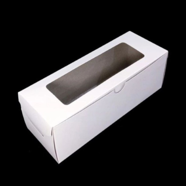 

10 Pcs Box Duplex Putih Ukuran 9x25x9cm Kotak Kemasan Bolu Gulung Frame Polos