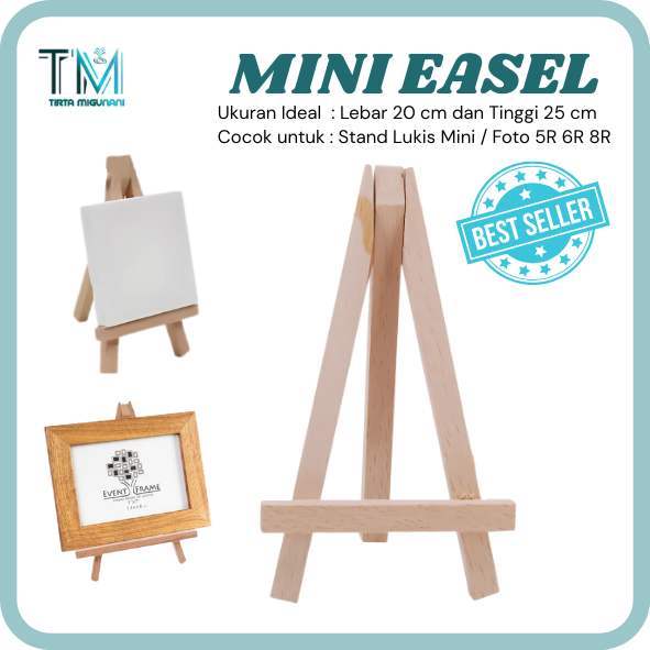 

Mini easel tripod kayu kecil stand foto stand handphone stand menu ukuran lebar 20cm tinggi 25cm