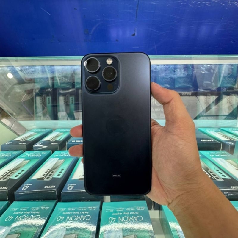IPHONE 15 PRO MAX 256GB BLUE TITANIUM, SECOND BERGARANSI RESMI EX IBOX