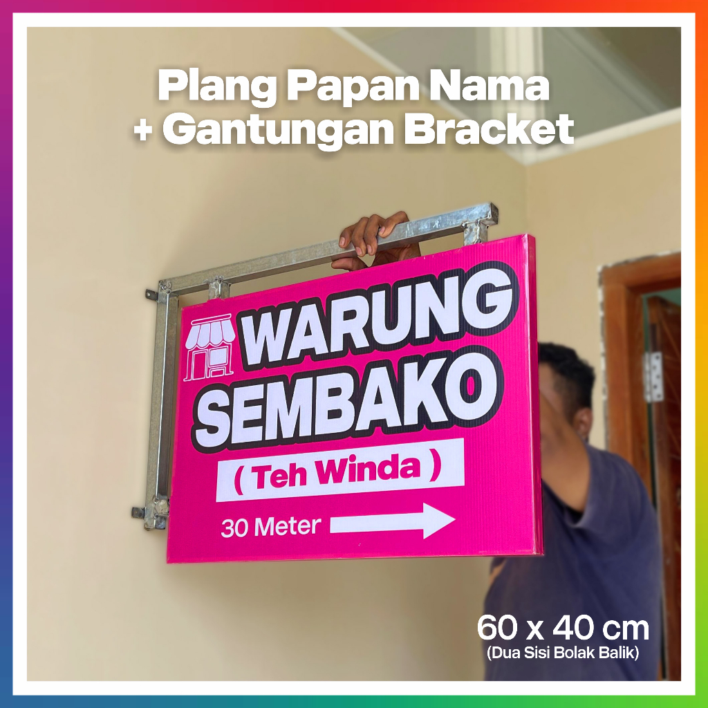 

Plang Papan Nama + Gantungan Bracket Besi | Cetak Banner Malang