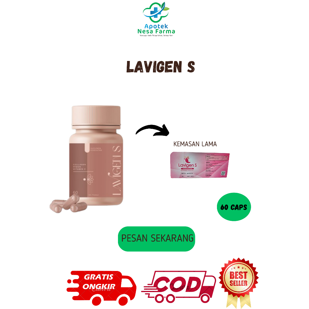 VICO BEAUTY >> LAVIGEN S Botol @60 Capsule - Dengan Kandungan Fish Collagen dan Viqua Untuk Memutihk