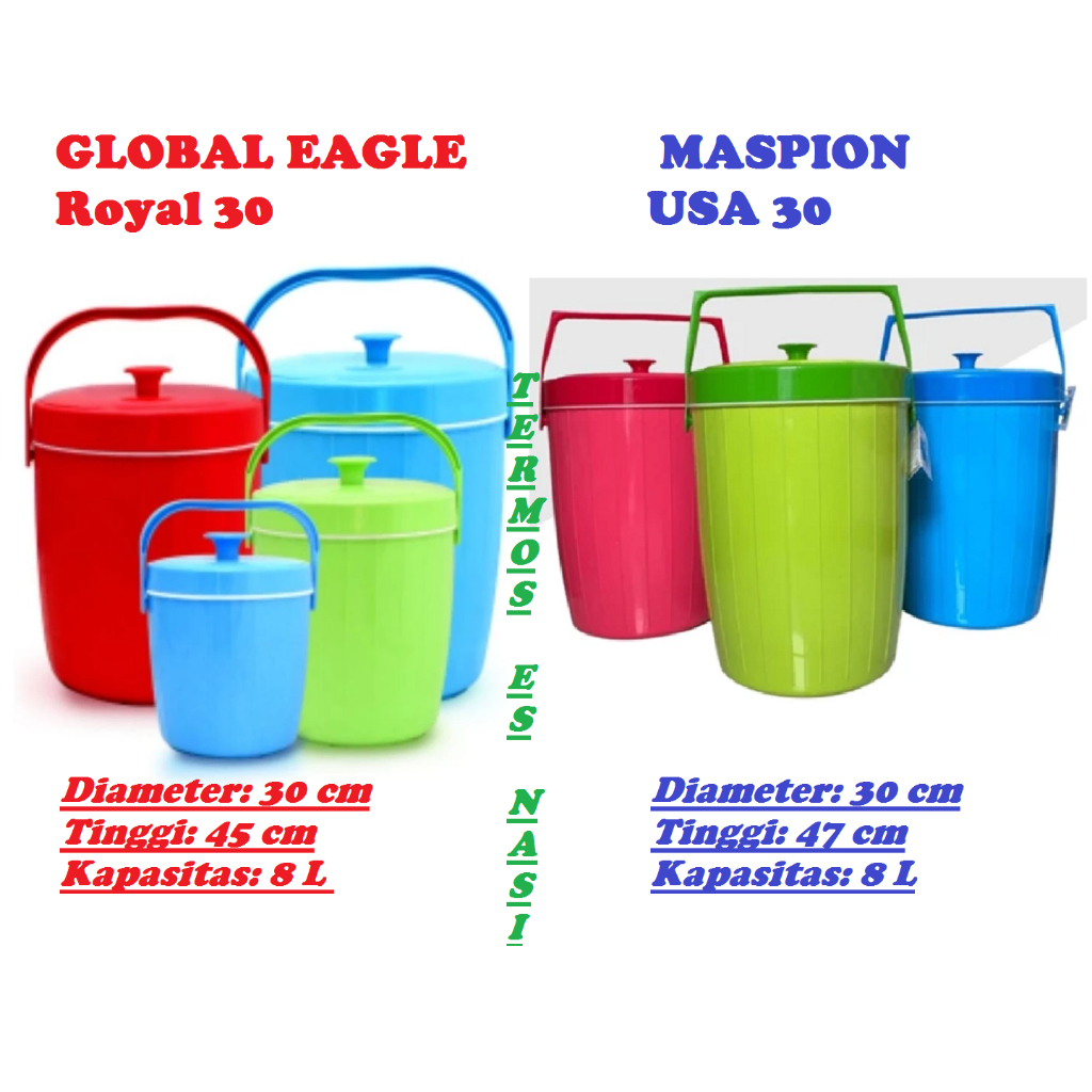 Termos Nasi / Termos Es No.30 Diameter 30cm Kapasitas Nasi 8 Liter - 10L, Maspion USA 30 / Global Ea