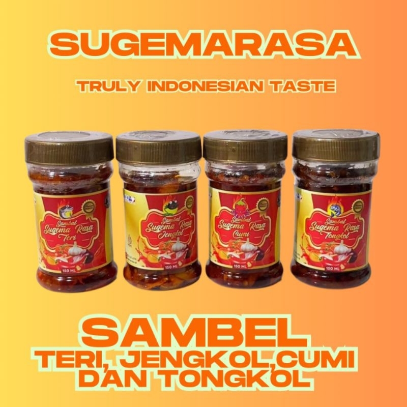 

Sambal Cumi, Teri, Jengkol, Tongkol Sugema Rasa, Pedas dan Nikmat, Siap Makan, Lauk Tahan Lama