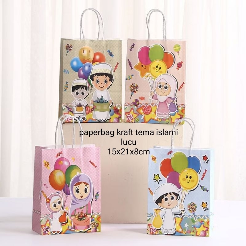 

TAS PAPERBAG HADIAH TEMA KARTUN ISLAMI CUTE / PAPER BAG KRAFT HADIAH ULANG' TAHUN LUCU