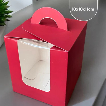 

dus tenteng jendela mika packaging kue cupcake muffin chiffon mini box merah hampers kemasan toples cokies mug gelas 10x10x11 cm