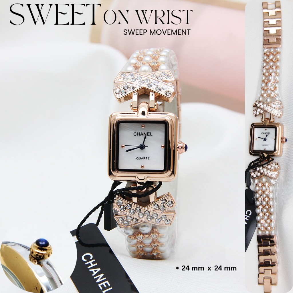 CENDOL Jam Tangan Sultan Wanita Diameter 2.4CM Bentuk Kotak Jam Tangan Fashion Cewek Mewah BISA COD