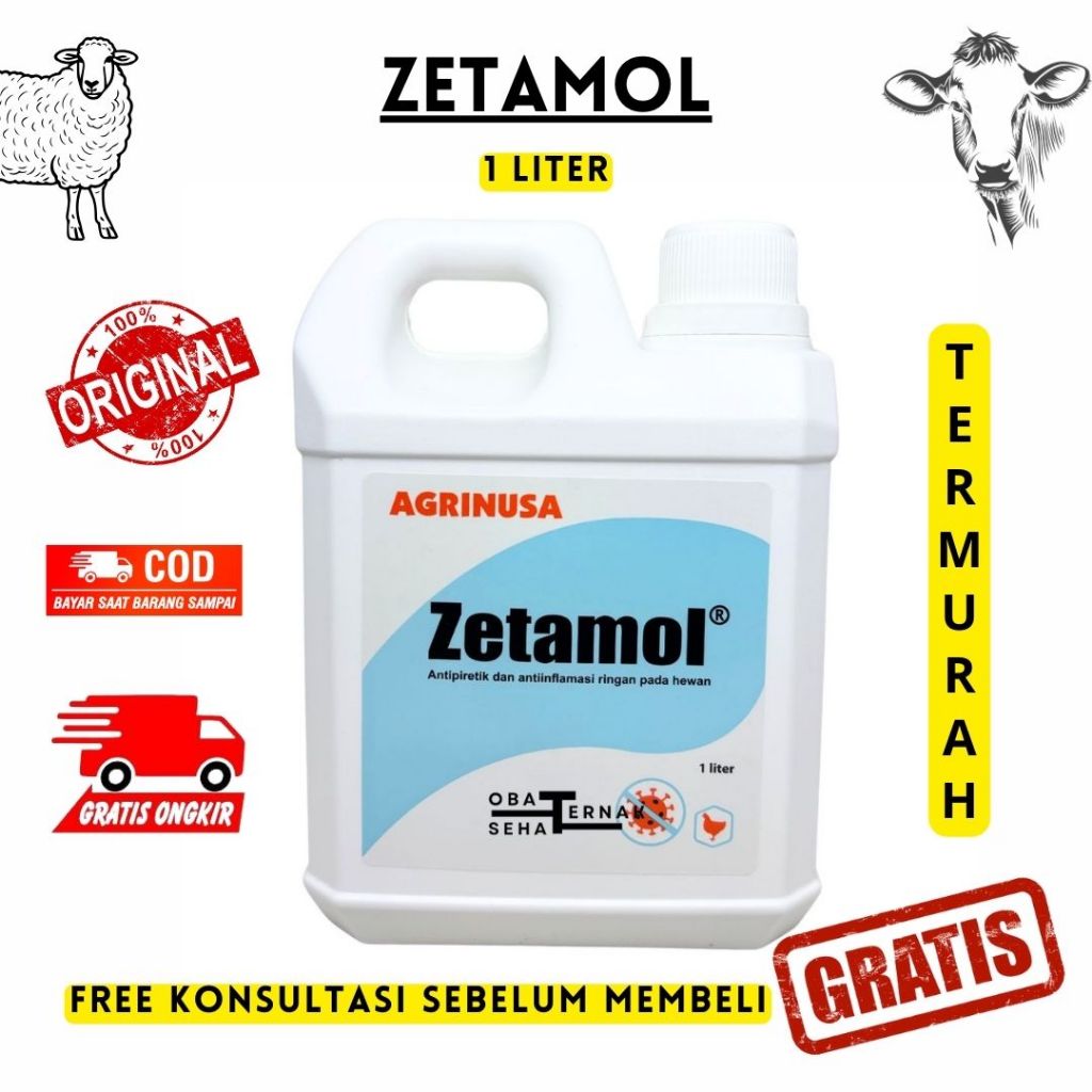 ZETAMOL 1 LITER - Obat Radang dan Demam Unggas, Paracetamol Cair like PARAGIN