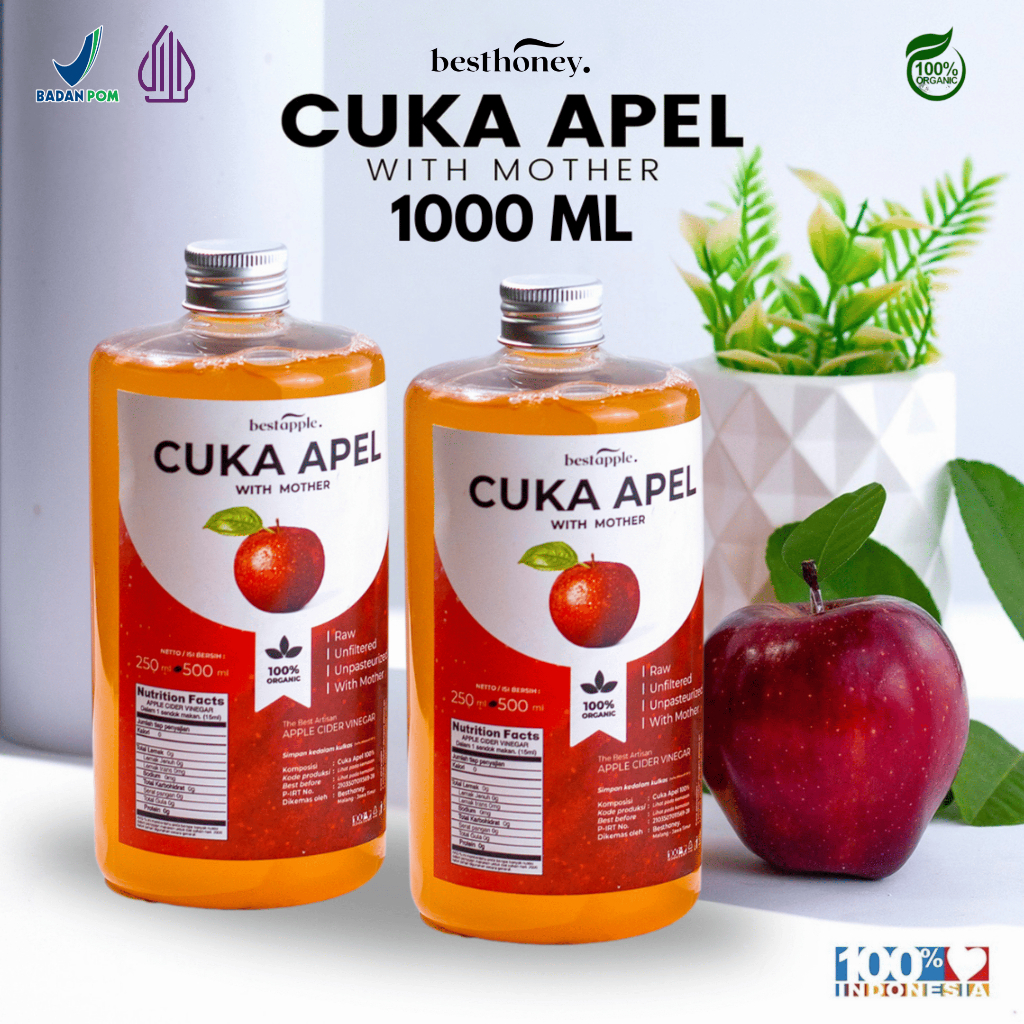

candygurll Best Honey Cuka Apel With Mother's Organik Apple Cider Vinegar 750ML / 1ML