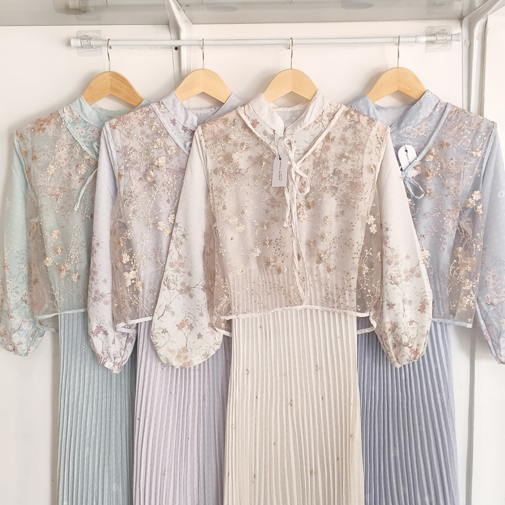 Gamis plisket vest brokat/gamis silk vest brokat/dress kombinasi/gamis Armani