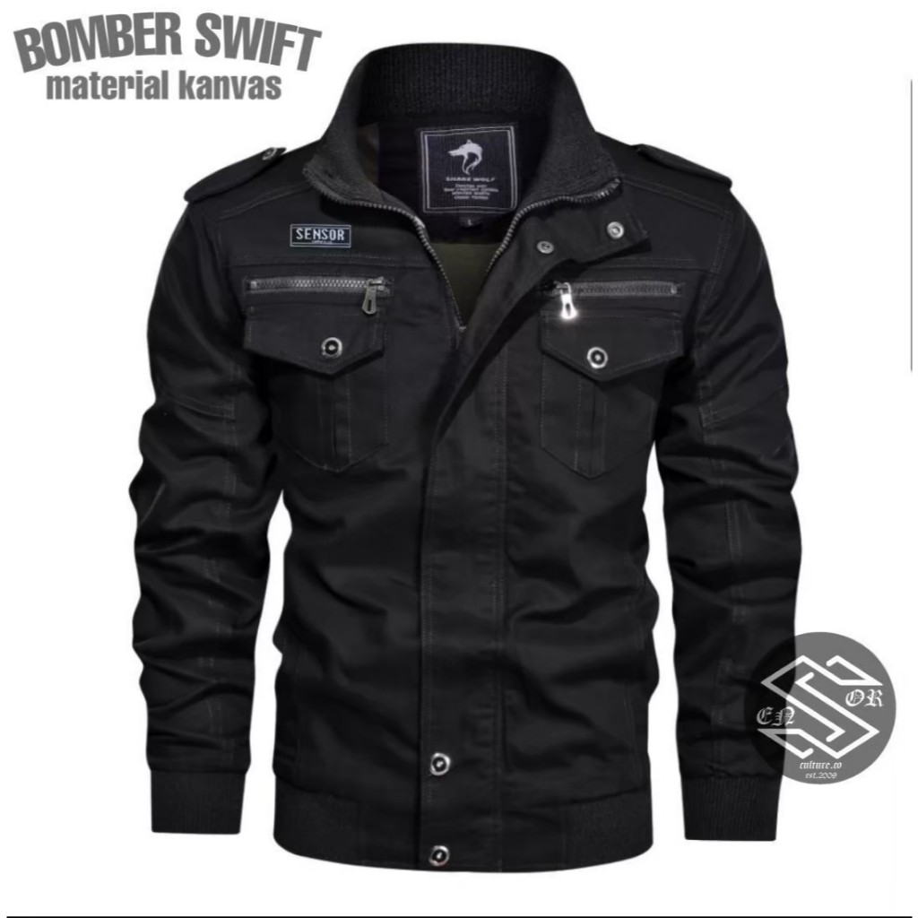 JAKET BOMBER SWIFT PRIA DISTRO BAHAN BABY CANVAS