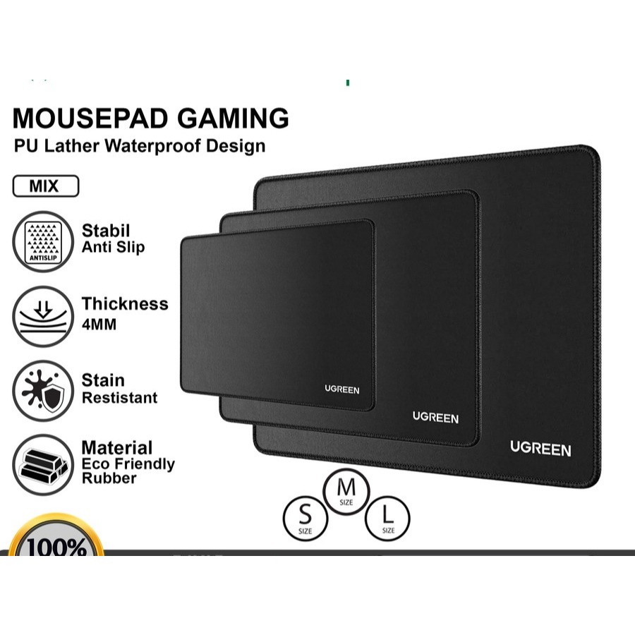 Mousepad Gaming Kulit PU Anti Air Alas Meja Hitam