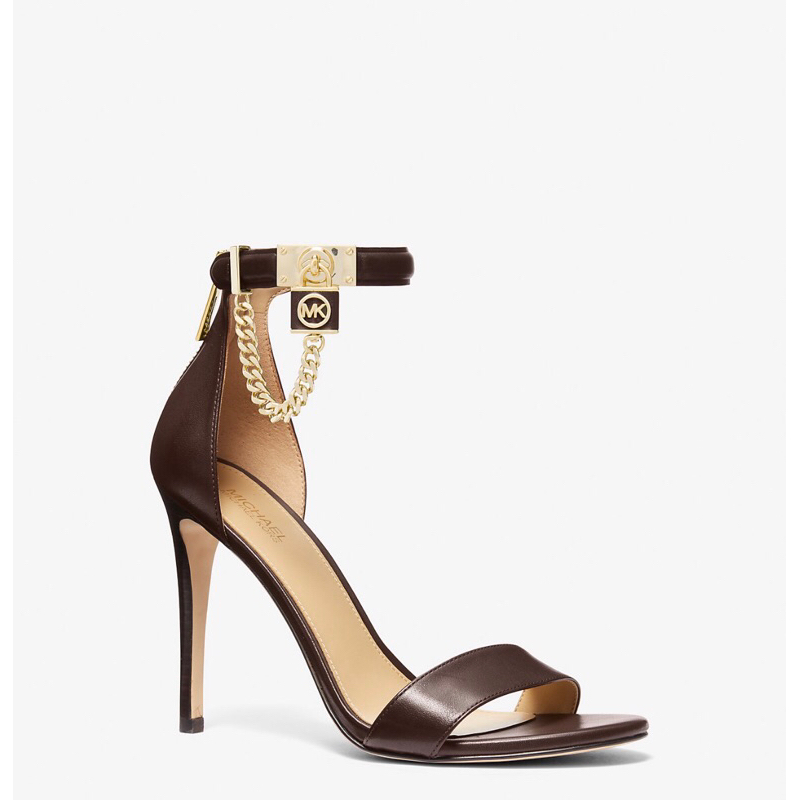 Preloved Sendal Heels Michael Kors Hamilton Brown Authentic 1000%