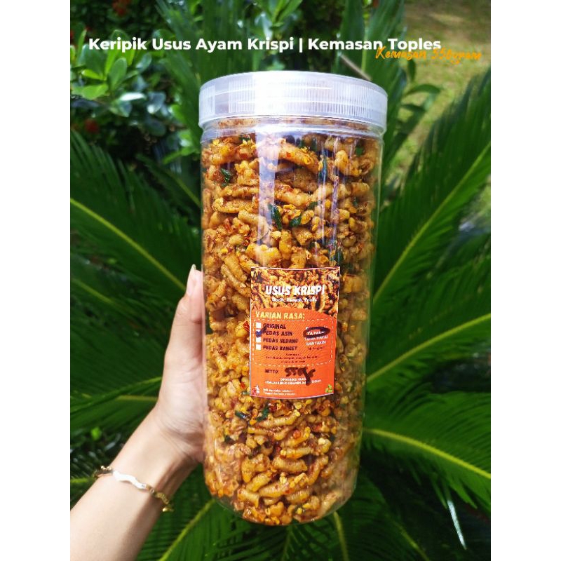 

KERIPIK USUS AYAM KRISPI (Bumbu Rempah) | Kemasan Toples 550gram | Pedas Asin Daun Jeruk