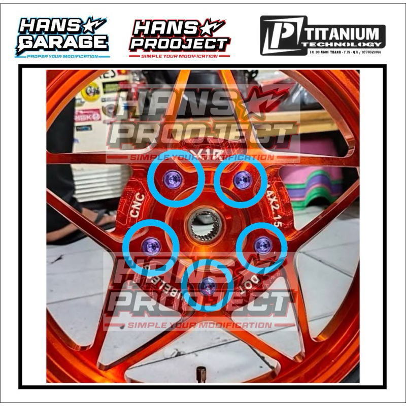 Baut Titanium Velg belakang Vnd king speed XIR