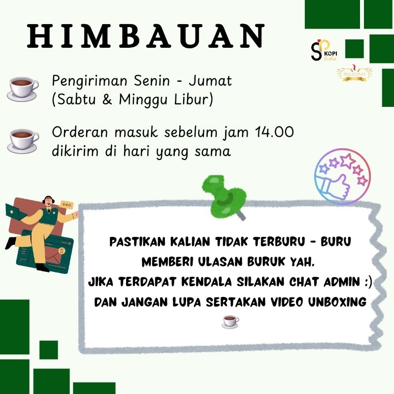 

PROMO Kopi Kaleng Kalimantan Nangka (fruit) - 150 gr - Presidente Caffe' SIP