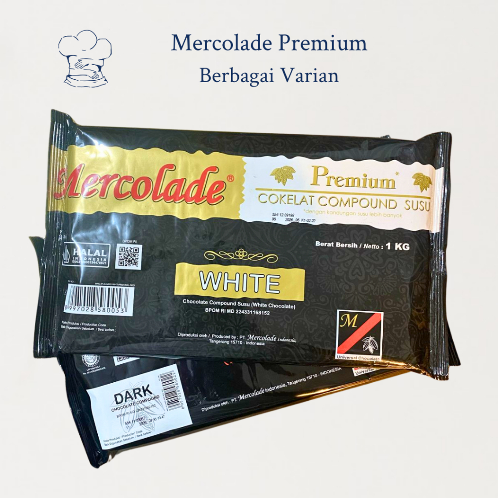 

Mercolade Premium Compound Chocolate Dark/White/Warna (1kg & Potongan) - Cokelat untuk Baking
