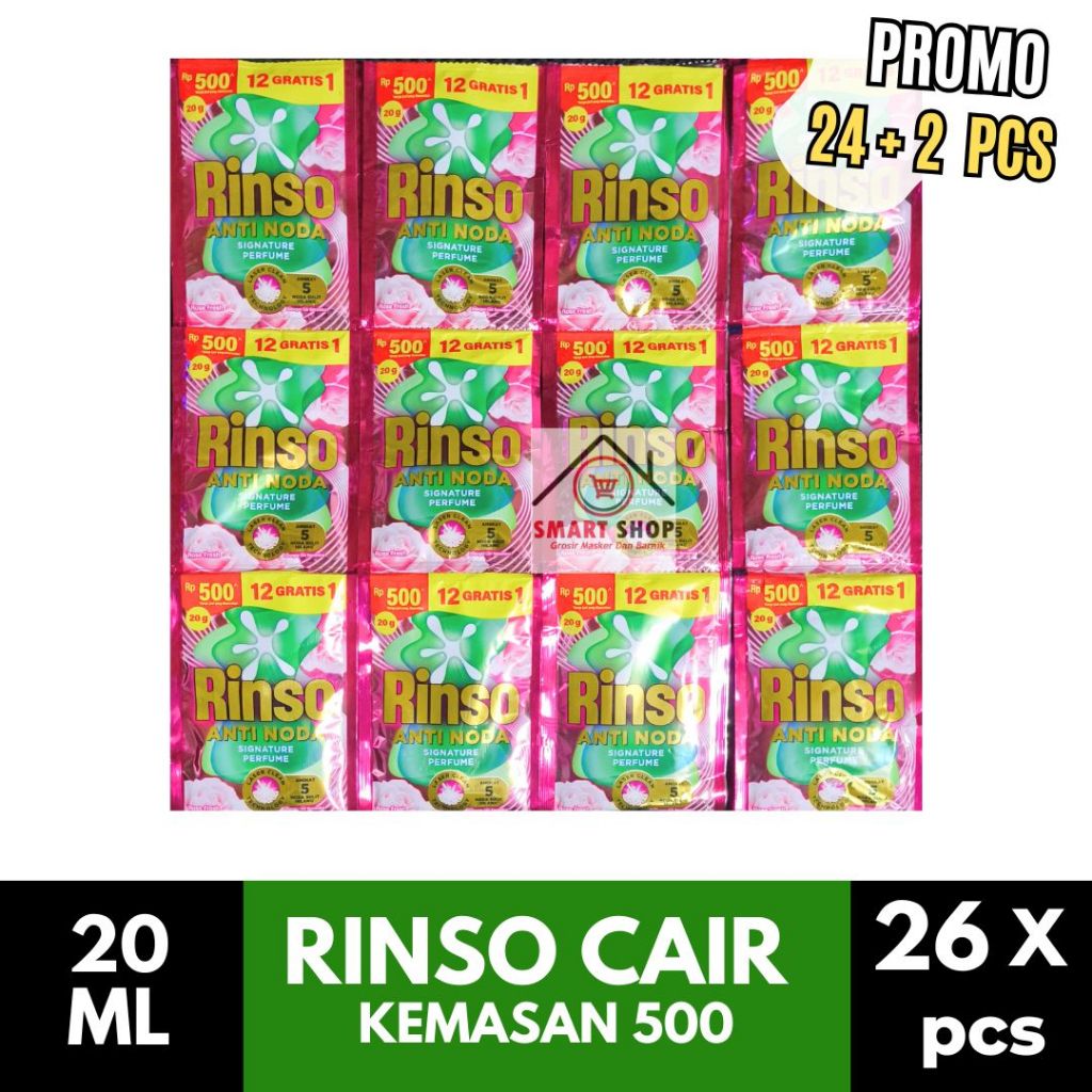 26 PCS Rinso Renceng 20 ml isi  sachet Anti Noda + Molto