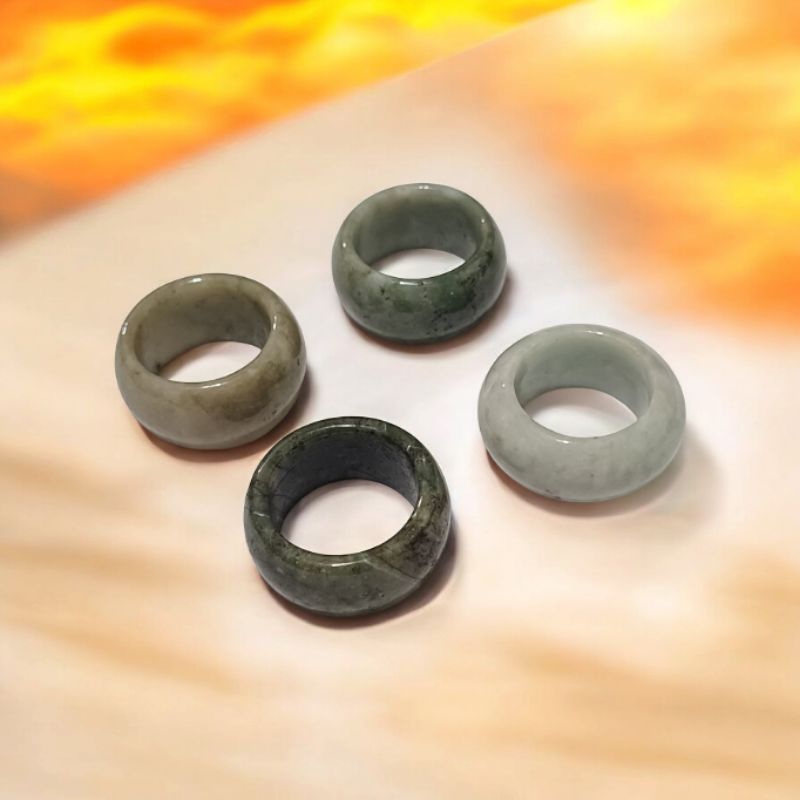 019R BANGLE RING Thick Style Thumb Man Ring Burma Jade Black Mocui Jade