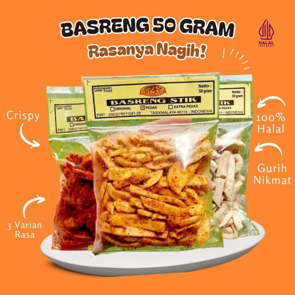 

LALADA - Basreng Stik Kemasan 50Gram Pedas Original Gurih Renyah