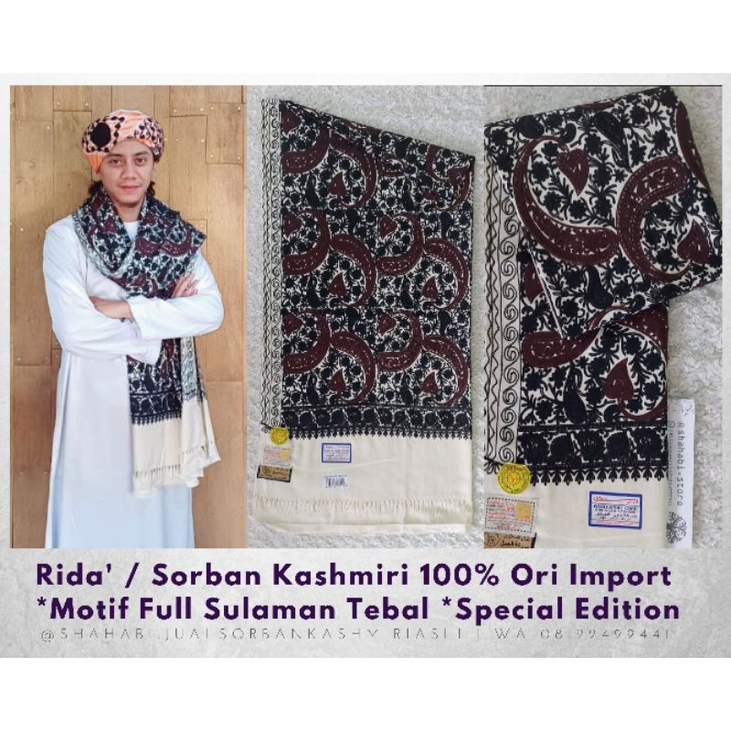 PROMO Jual Surban Kashmiri Ori Motif Sulaman Tebal Spesial,  Jual Sorban Habib, Surban Import Asli