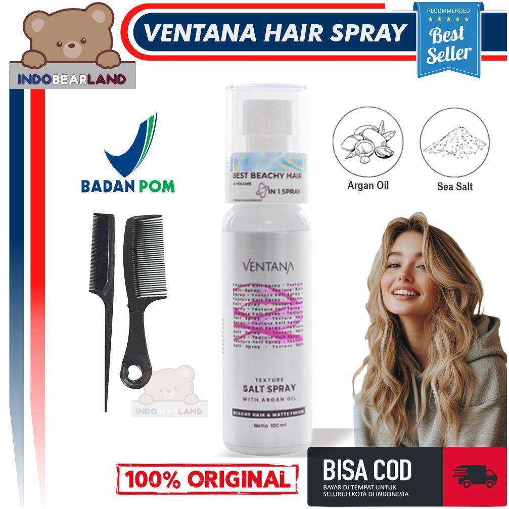 Ventana Hair Spray Penata Pelurus Rambut Tahan lama Texture Sea Salt 100ml