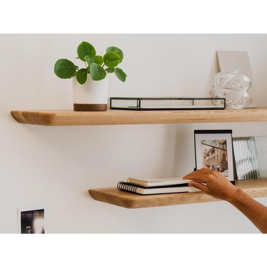 Rak Ambalan Jati Melayang Estetik Tilde #1 Kayu Solid Jati Tebal