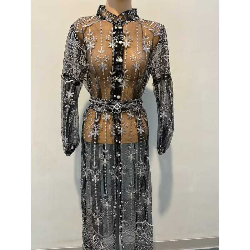 DISKON NAGITA OUTER BRUKAT DRES GAMIS BROKAT SAPTO KONDANGAN LEBARAN KANCING DEPAN FULL PAYET