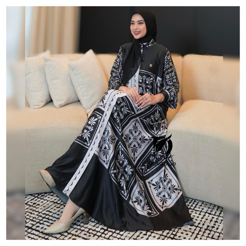 Dumma.id - Pakaian Wanita  Autum Luxury Set Hijab  Dubai Silk  Dress Cantik