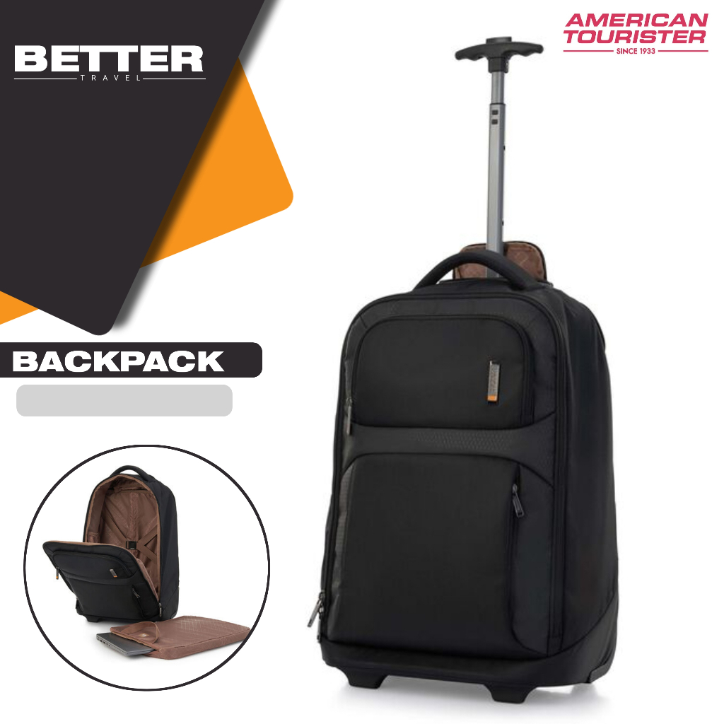 Tas ransel trolly AMERICAN TOURISTER backpack roda traveling mudik trolley tas koper original