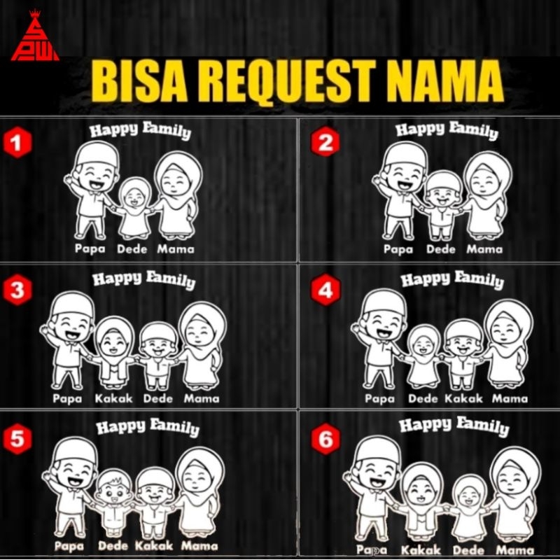 CUTTING STICKER MOBIL STIKER HAPPY FAMILY KEREN STIKER KACA HAPPY FAMILY TERMURAH