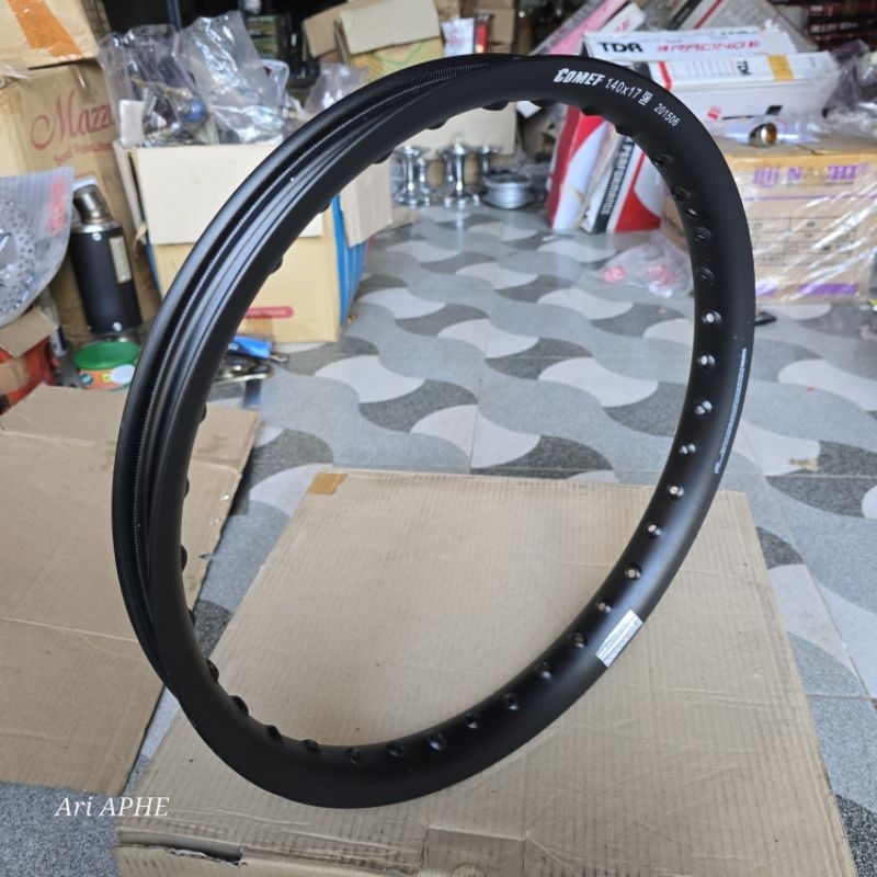 PROMO rim velg COMET U shape 140 ring 17 hole 36 warna hitam doff - velg alloy almunium setengah lin