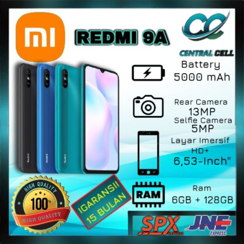 [NEW] HP XIOMI REDMI 9A Ram 6+128GB Camera 13 MP + Display 6,53inches + Battery 5000mAh  GARANSI 15 