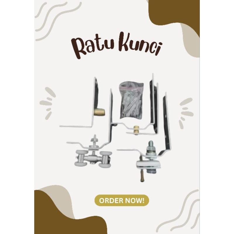 1 Set Complete Roda Pintu Lipat Flexible + Pivot Atas Bawah Pintu Lipat