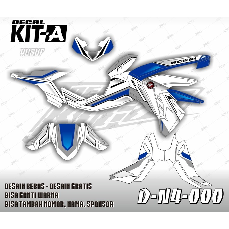 Decal Honda CB 150X MOTIF SIMPLE HITAM LIS EMAS D-N4-021