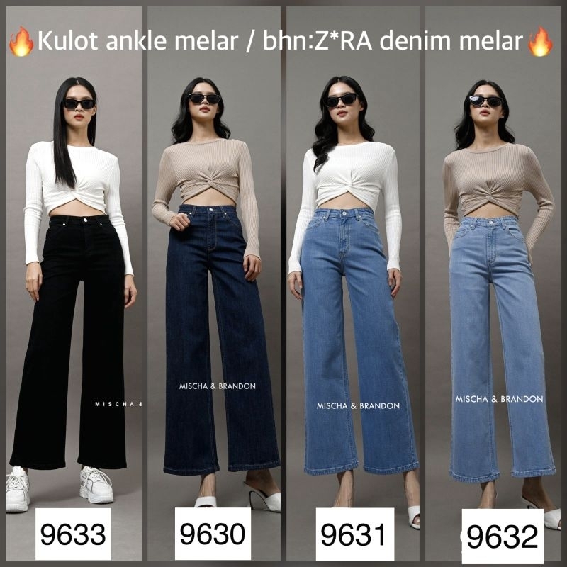 M&B Jeans Celana Panjang Wanita Kulot Ankle Stretch Melar Denim