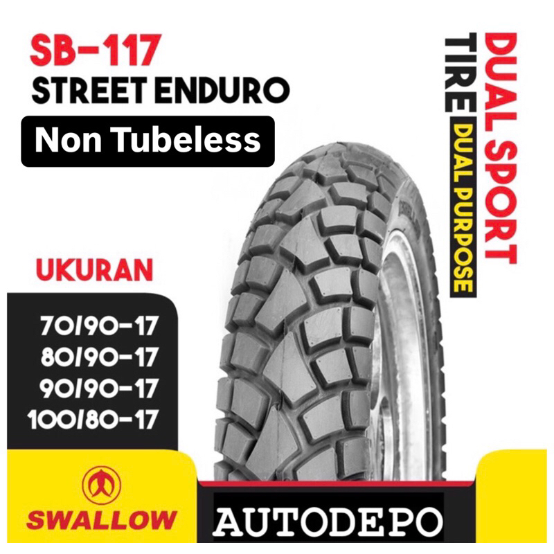 BAN LUAR MOTOR RING 17 SWALLOW STREET ENDURO SB-117 TUBETYPE 70/90 80/90 90/90 100/80