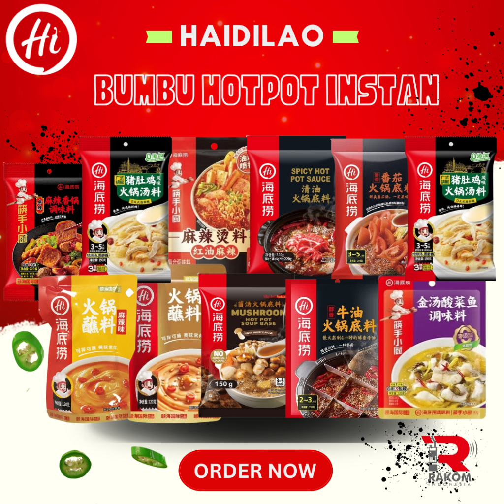 

Haidilao bumbu instan, bumbu instan hotpot, bumbu instan hai di lao aneka rasa