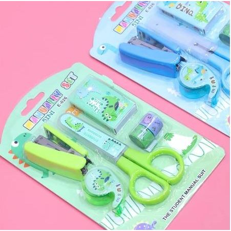 

Set Gunting Stapler Mini / Manually set 5 in 1 / Selotip Dino / Set Alat Tulis Anak SD Lucu / Stationery Set Staples Hekter